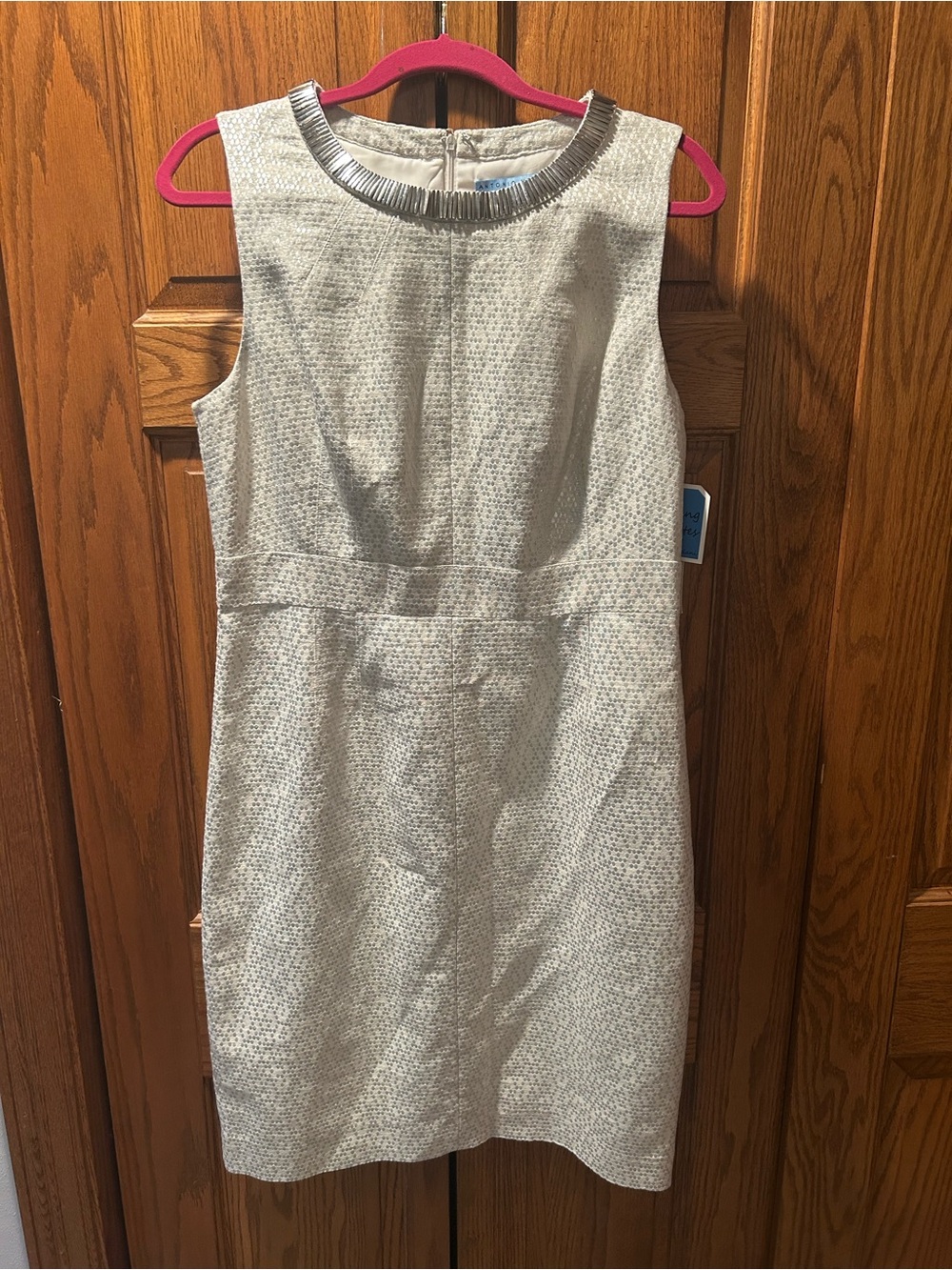 ANTONIO MELANI Silver & White Sleeveless Cocktail Dress